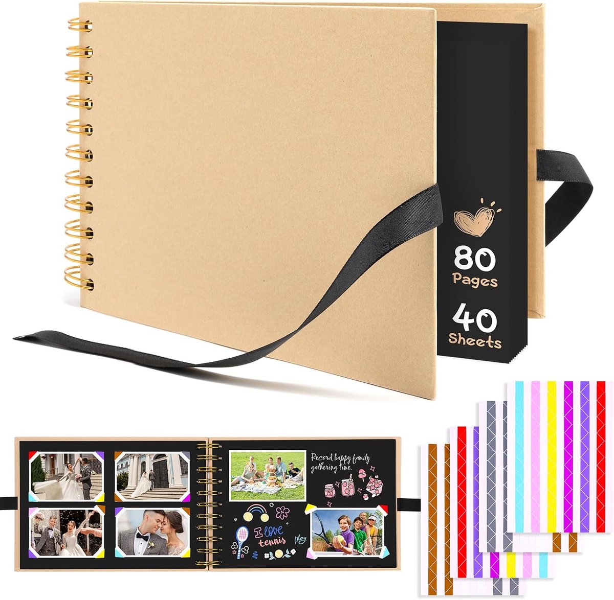 SnelShoppen - 80 Pagina's Fotoalbum met 108 Fotohoeken, Robuuste Binnenpagina's, Foto Boek voor Baby, Verjaardag, Bruiloft, Jubileum, Scrapbook, Khaki