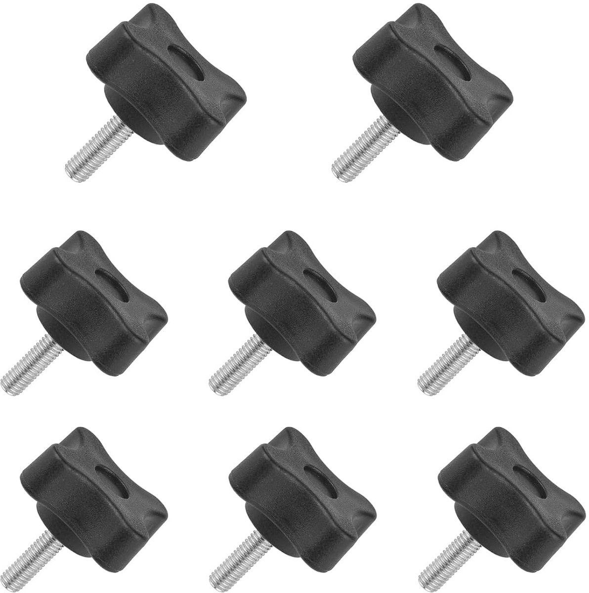 Stergreepmoeren 8 stuks - Kartelschroeven set - Mechanisch bevestigen - Ergonomische kunststof greep - Kopdiameter 30 mm - Zwart