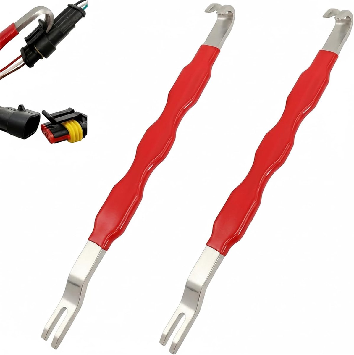 SnelShoppen - 2 stuks elektrische connector-scheidingsgereedschap, universele autostekkertrekker, auto-kabelboom ontgrendelingsgereedschap, dubbeleind