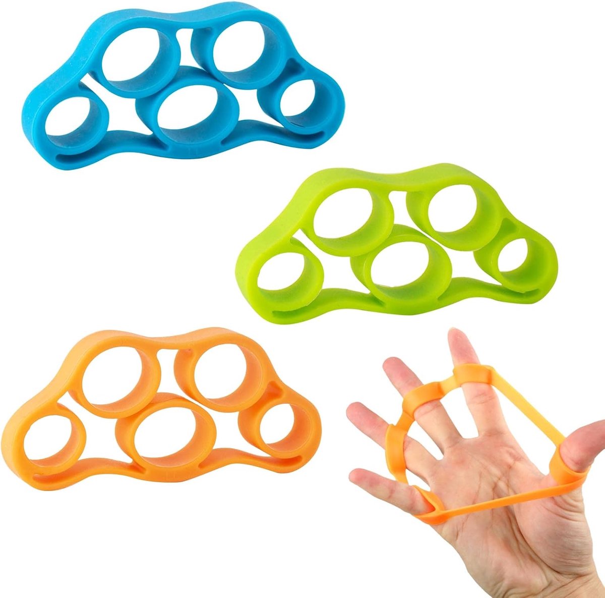 3 Pcs Silicone Hand Reinforcement, Finger Trainer, Finger Racks, Five Hole Rally Ring, Finger Training, Finger Grip - ShopVlot