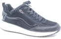 Zwarte lage sneaker van Waldlaufer met suède, lakdetails en rits.