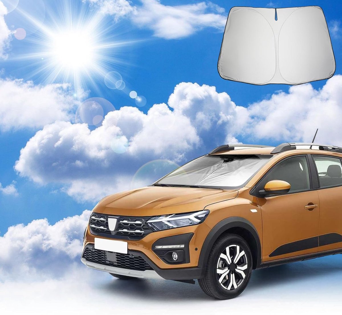SnelShoppen - Windscreen Protector Dacia Sandero III & Stepway III 2021-2024 - UV Bescherming - Vouwbare Autoruitbescherming - Auto Accessoire