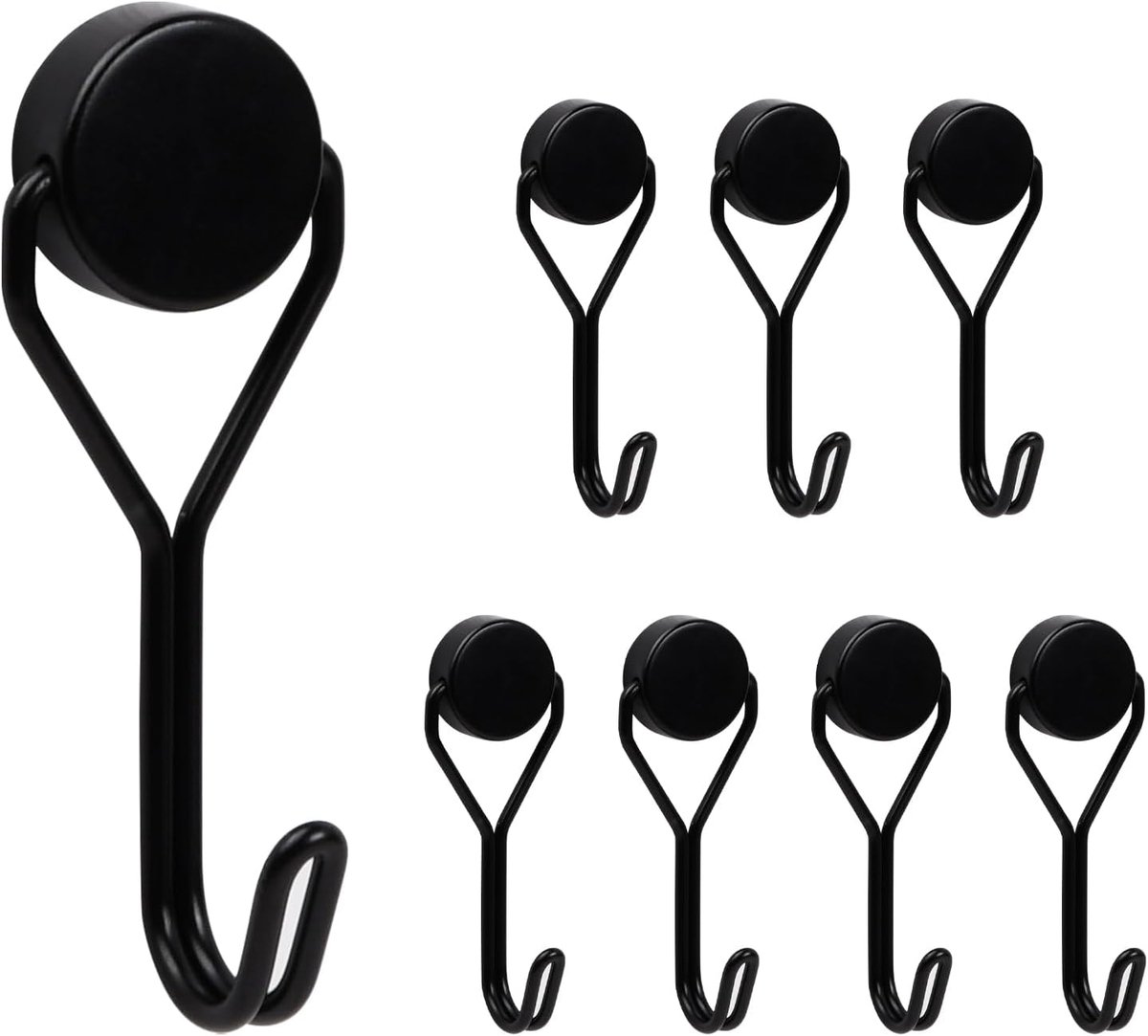 8pcs Magnetic Hooks Extra Strong Magnetic Hooks Black 15kg Neodymium Magnetic Hooks Rotating Magnetic Hooks Wall Hooks - ShopVlot