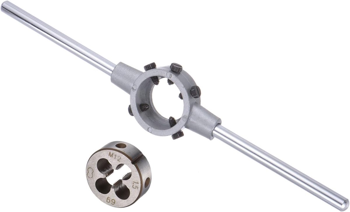 Complete Draad Snijset met M12x1.5 Draad en 38mm OD, Inclusief Dopsleutel voor M12-M16 - Ideaal voor Draadreparatie en Precisiewerk
