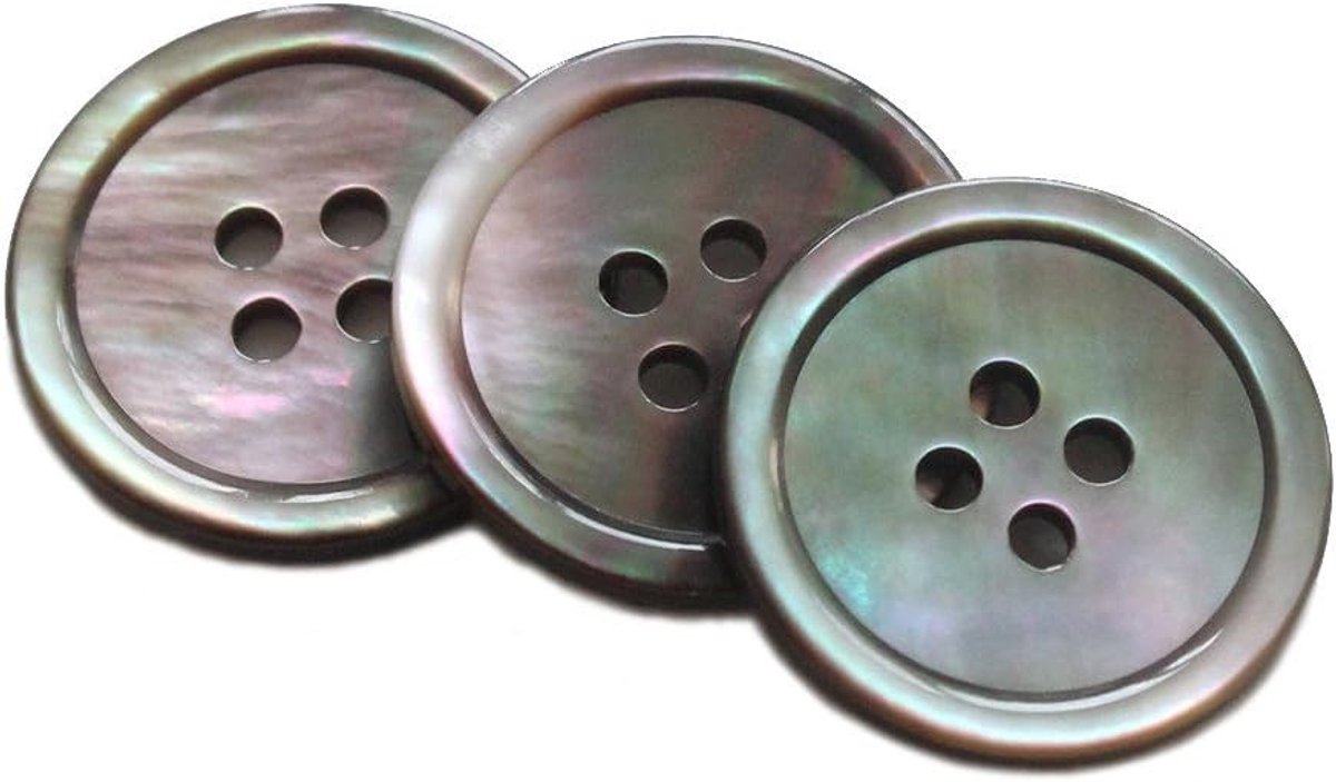 22-delige Zwarte Moeder van Parel Knopen 20mm en 15mm voor Kostuums, Jassen en Uniformen