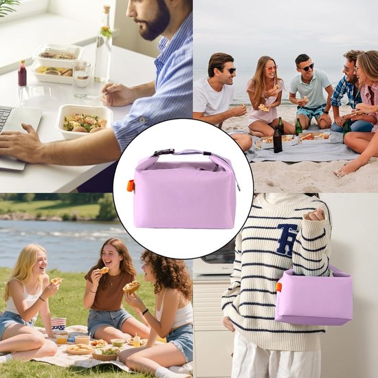 Isolerende Lunchtas met Dikke Film, Lekvrij voor Werk, School en Picknick, Ruime Koeltas met Verstelbare Schouderriem, Geschikt voor Mannen en Vrouwen, Paars — afbeelding 5