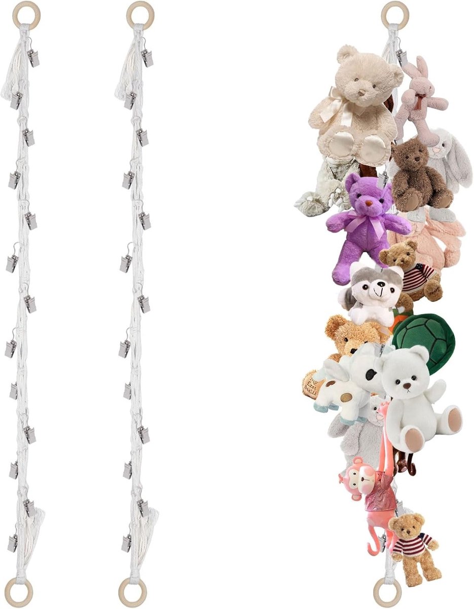 Cuddly toys met 40 metalen pennen, schattige opbergoplossing voor knuffeldieren, decoratie voor kinderkamer en speelgoedopslag