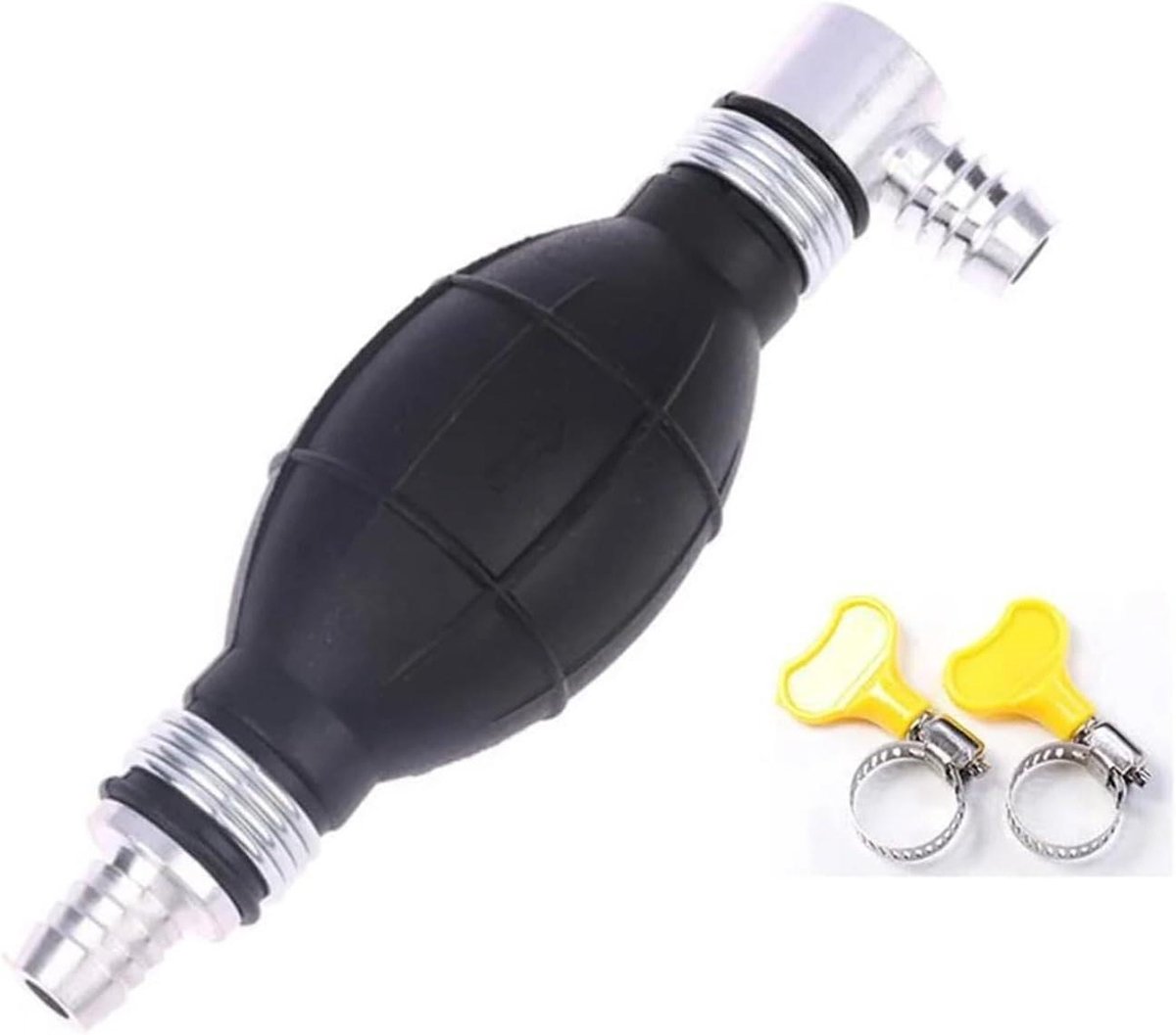 Brandstofpomp Handmatig - Primer Pomp - Brandstof Toevoeren - Aluminium & Rubber - 12mm - Zwart