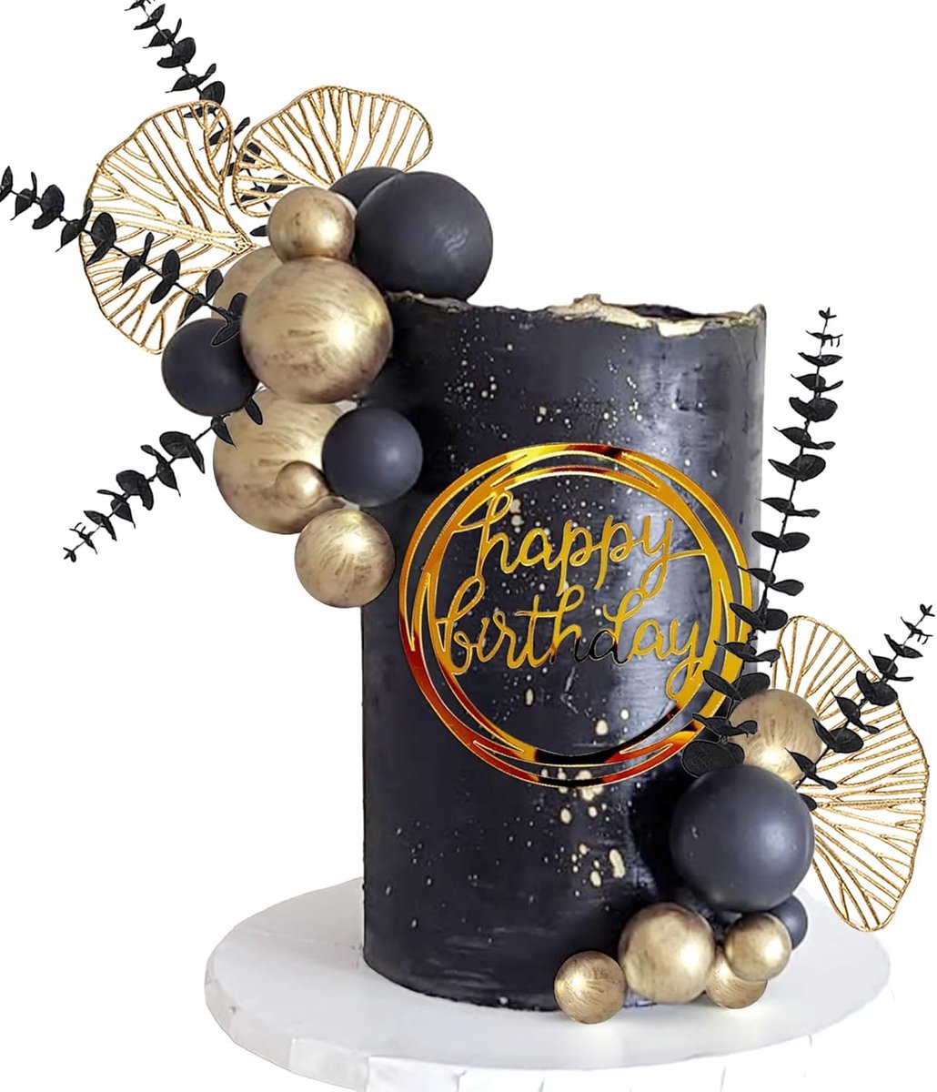 zwart en goud taartdecoraties gouden verjaardagstaart topper | zwart en goud taartdecoraties gouden verjaardagstaart topper voor mannen voor verjaardag bruiloft babyshower