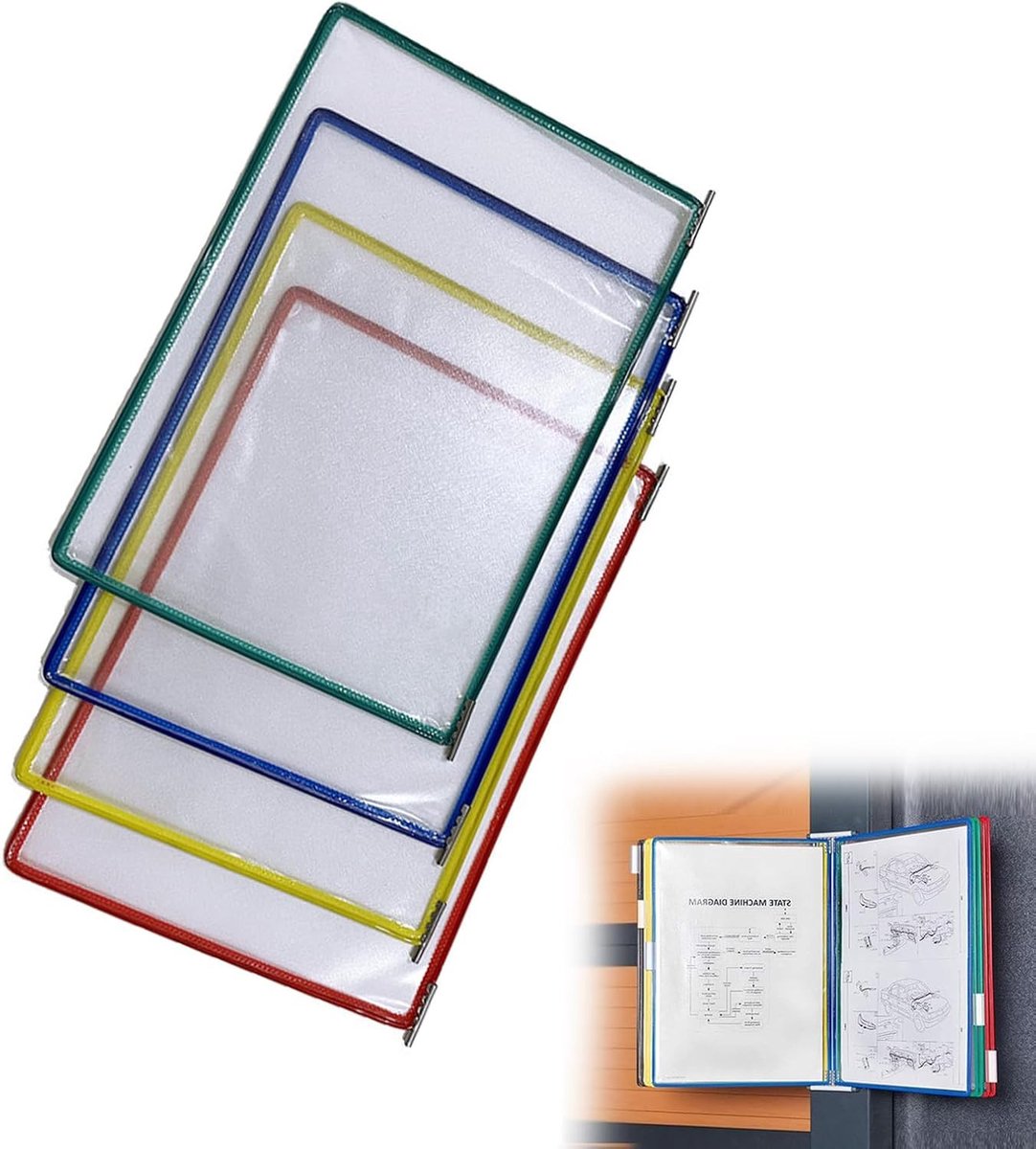 Wandplank Systeem met 4 Displayborden A4 voor Beurzen, Restaurants en Kantoorruimtes, Ideaal voor Publieke Ruimtes en Presentaties