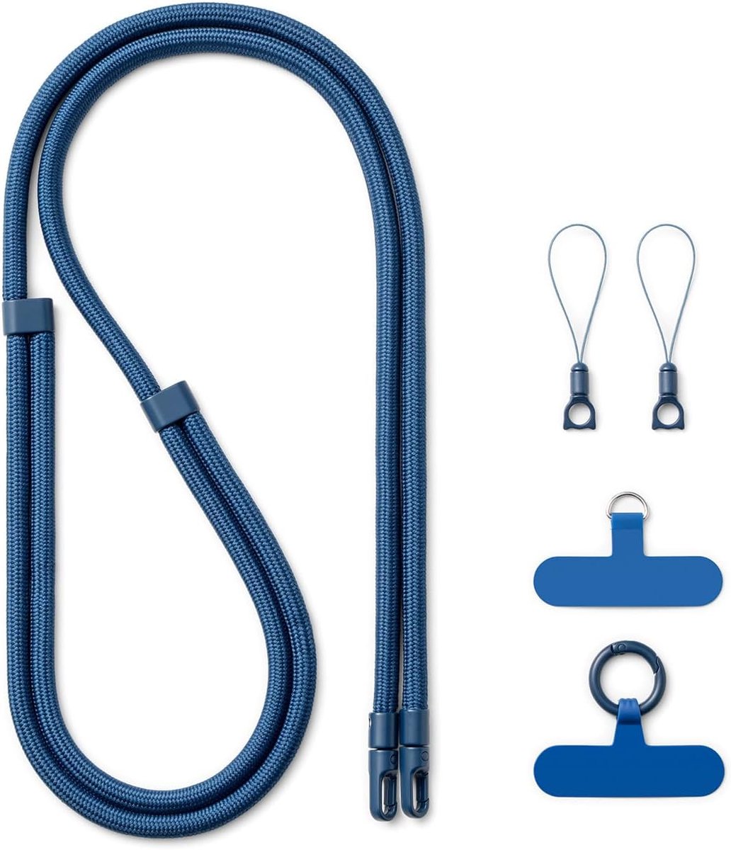 Telefoonketting om te hangen, blauw, universele telefoonketting, verstelbaar, omhangkoord, crossbody telefoonkoord om om te hangen