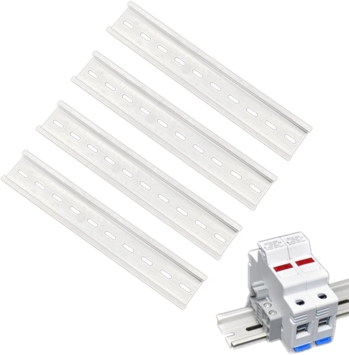 4st 20cm DIN-montagerail 35mm breed 200mm lange DIN-rail met sleuven DIN-geleiderail voor TS35 DIN-railterminalserie en contactor, c45 aluminium DIN-rail voor installatie van DIN-railklemmenblok