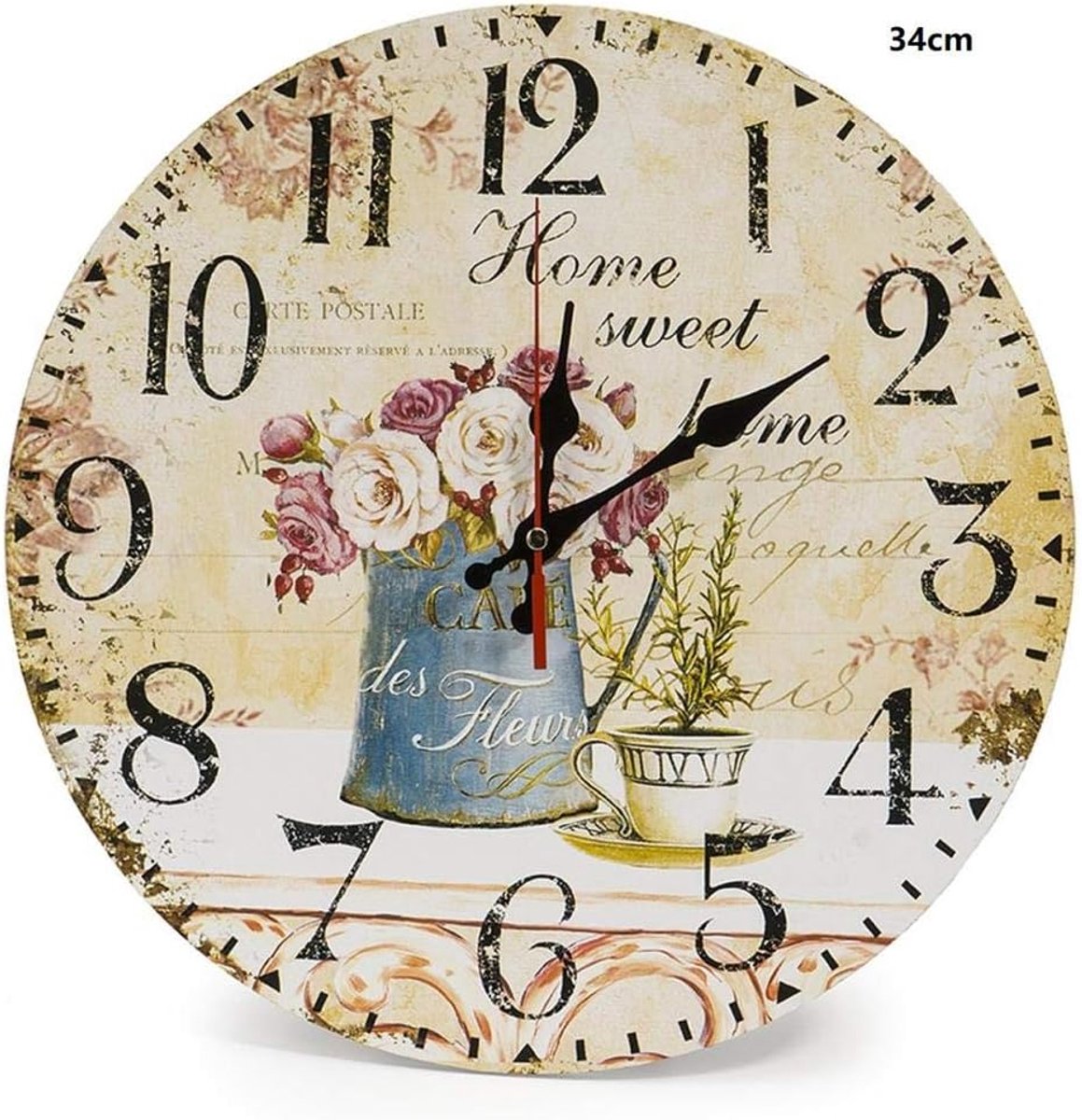 SnelShoppen - WOOKO Stille Wandklok, Non-Tikken Quartz Klok, Batterij Aangedreven, Landelijk Rustieke Decoratie, Houten Wandklok voor Woonkamer, Eenvo