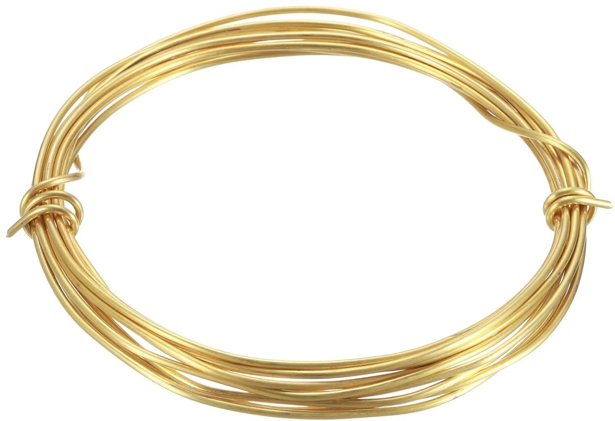 3 meter lang H65 messing knutseldraad, 1,5 mm diameter, 14 gauge metalen sieradendraad, goud, messingdraad voor halskettingen, armbanden, ringen, sieraden maken, knutselwerk, decoratie