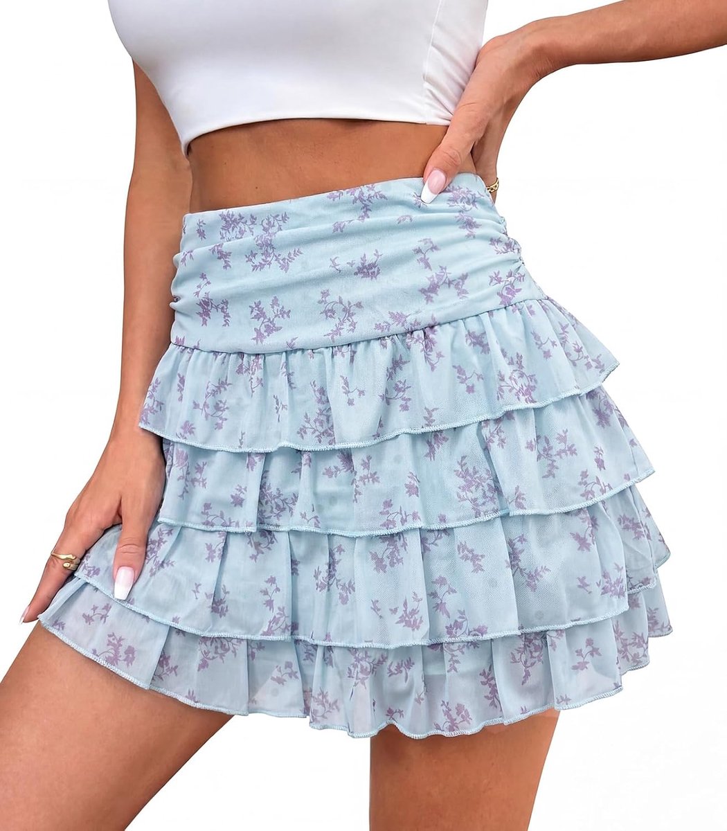 Mini-rok met ruches voor dames, elastische tailleband, tule rok met shorts