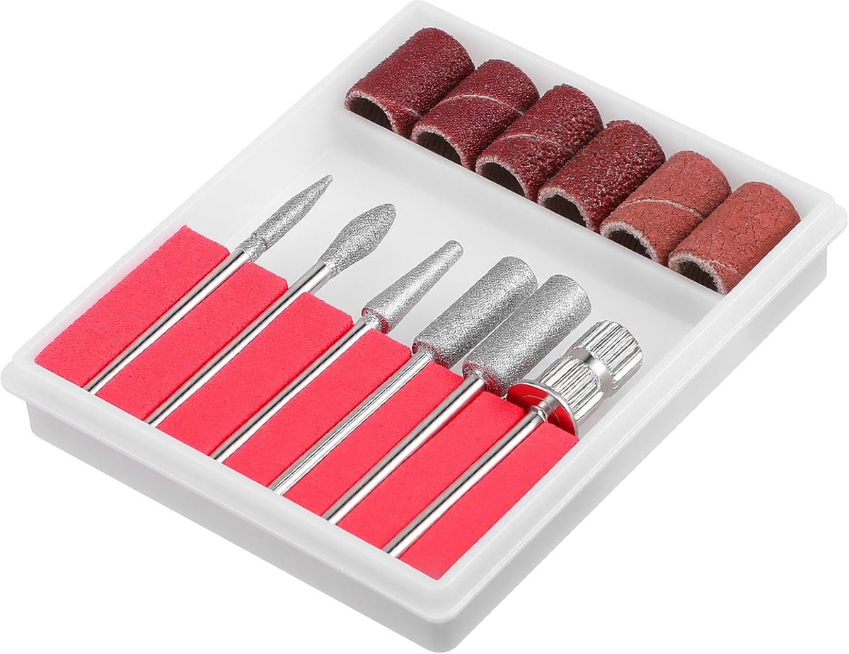 6 stuks schuurhulzen, nagelfrees, opzetstukken, freesbits met slijpring, 180/320 slijphulzen, nagelboorbits voor nagelfrees, professionele manicure en pedicure voor nagelstudio's en schoonheid