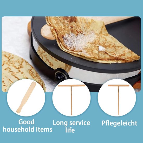 Set van 3 pannenkoekenverdelers, 2 T-deegverdelers (12/18 cm) en 1 deegspatel, platte pannenkoekenspatel, gemakkelijk te reinigen, deegverdeler voor accessoires, schuiver, bakgereedschap — afbeelding 4