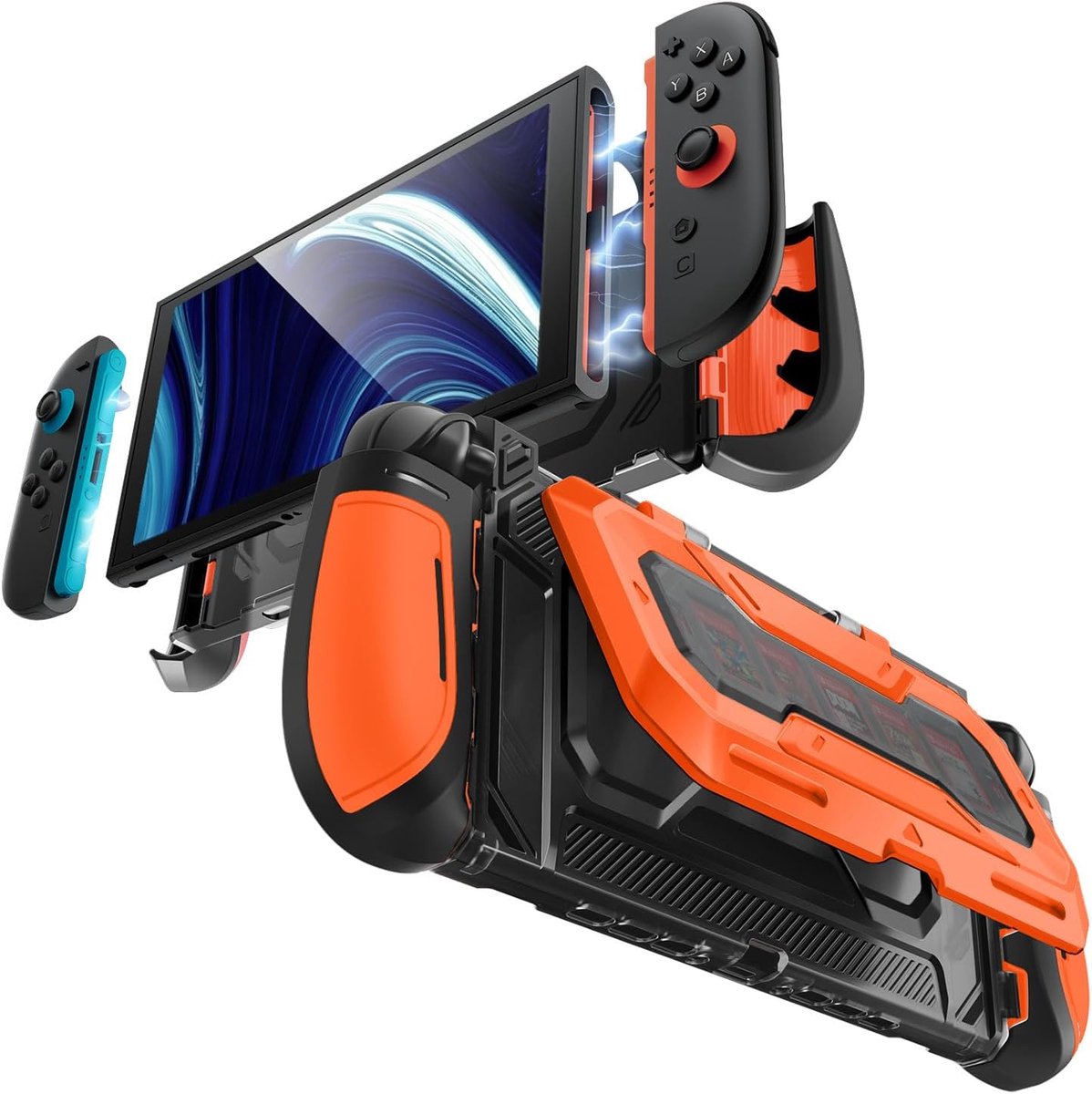 Beschermhoes voor Nintendo Switch 2 (2025) met Opvouwbare Standaard [Titan] Case Dockable Ergonomische Handgreep [Snel Los Joy-Con Ontwerp] [Houd 7 Kaarten] Hoesje voor Switch 2 (Oranje)