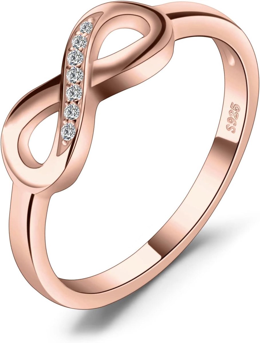 Wikkelring Oneindig Verlovingsring Oneindig Belofte Trouwringen Ring Zilver 925 Dames, Zilveren Zirkonia Ringen Trouwringen Trouwringen Voorstelring Ringen, Damessieraden Roségoud