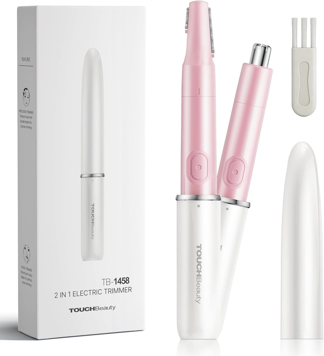 Elektrische Hairtrimmer - Roze - 2-in-1 Wenkbrauw & Neus - IPX5 Waterbestendig - Voor Dames en Heren