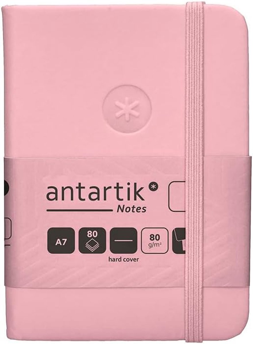 SnelShoppen - Antarktisch Notebook A7 met Elastieken Band, 80 Vellen, Pastelroze, Glad Papier, FSC-gecertificeerd, Perfect voor Notities, Dagboeken, C