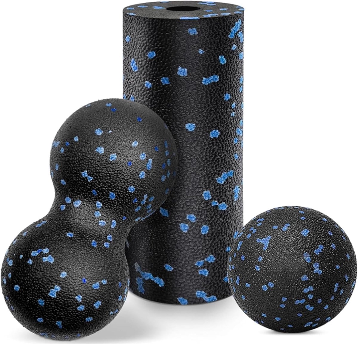 Thijox - Set van 3 massageballen en fasciarollers - Duobal, lacrosse bal voor spierontspanning, triggerpoints, voeten, rug, nek, wervelkolom, handen -