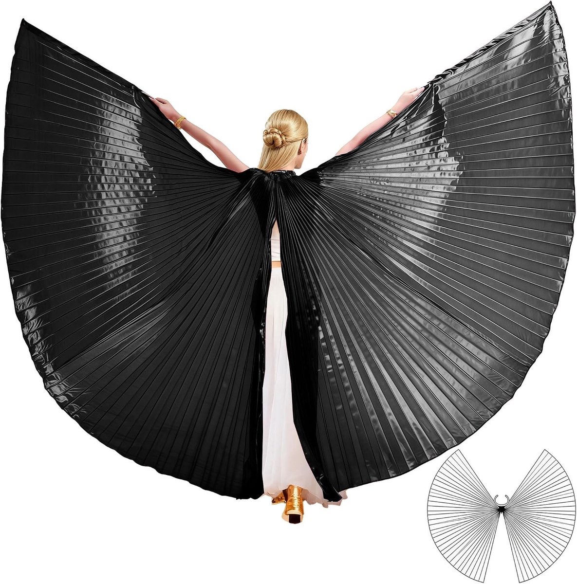 Unisex Isis Wings voor Belly Dance en Halloween, Cape met Stokken voor Carnaval en Cosplay, Danskostuum voor Volwassenen