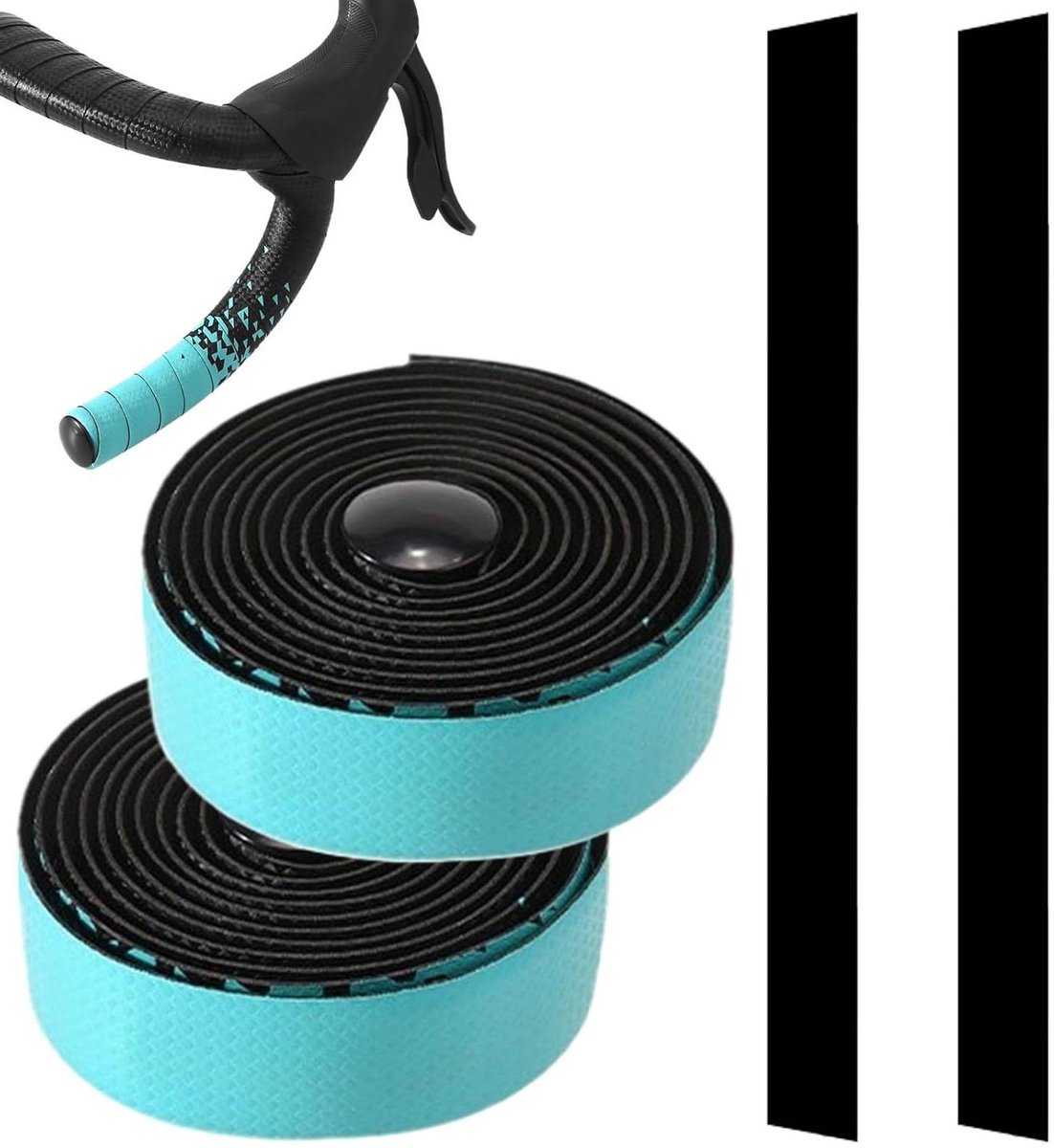 Stuurband Racefiets - Fietsstuurlint Stuurwikkeling - Comfortabel Fietsen - Antislip en Schokabsorberend - 210 x 3 cm - Cyaan Blauw