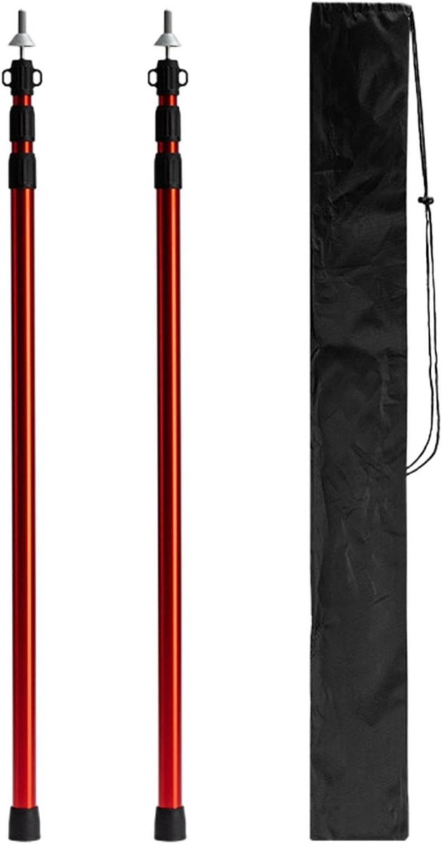 Dekzeilstokken Aluminium - Telescopische Tentstokken - Kamperen Buiten - Verstelbare Lengte - 230 cm - Rood