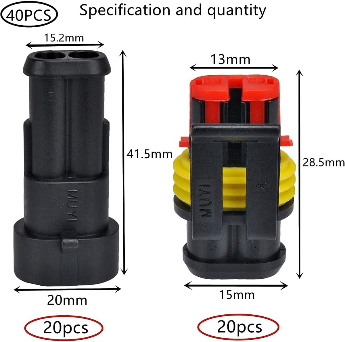Waterdichte connector 2 pin 20 pack - hoogwaardig materiaal - stof- en waterdicht - ideaal voor auto-elektronica - ShopVlot
