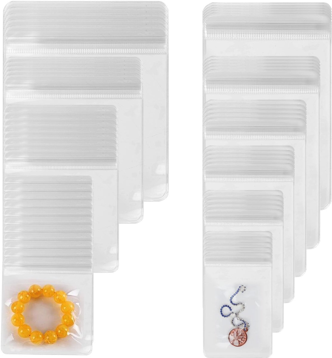 Omgoods - 100 Stuks Dikke Duidelijke PVC Sieradenzakjes met Zelfklevende Sluiting