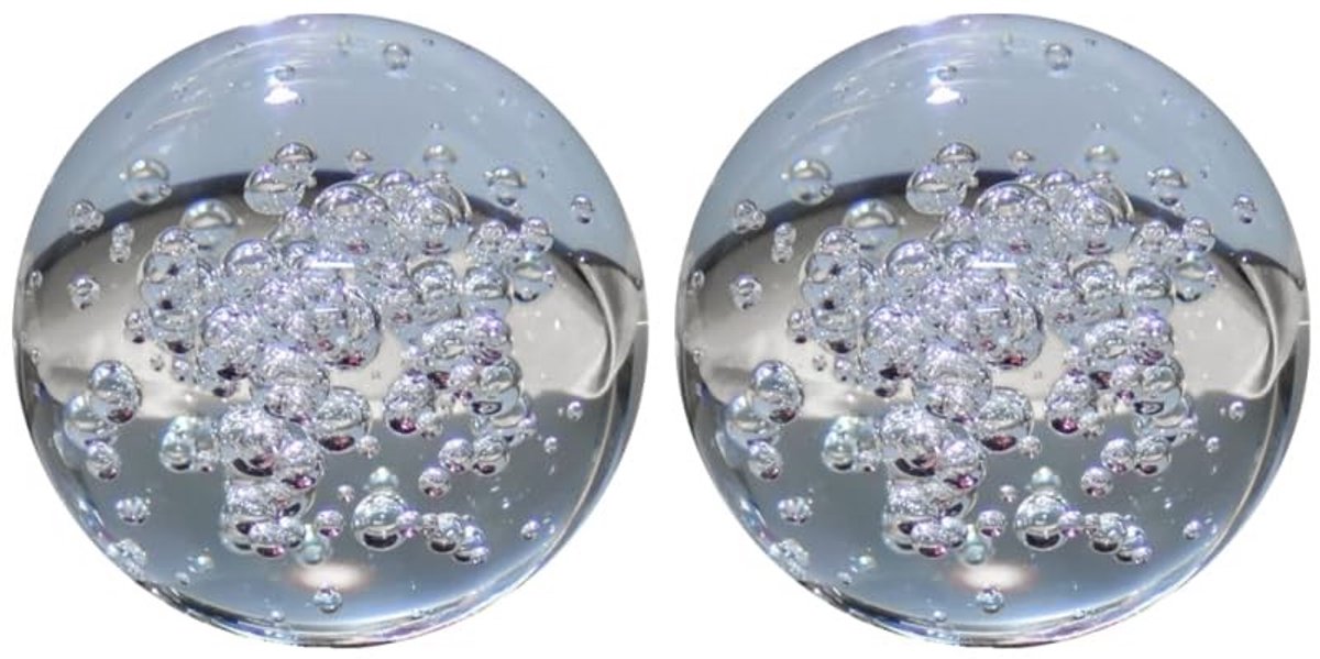 Omgoods- Glazen Bollen Luxe - 2 Stuks - Decoratieve Ornamenten - Bruiloftsdecoratie - Afmetingen 5x5x5 cm - Hoogwaardige Glazen Ballen