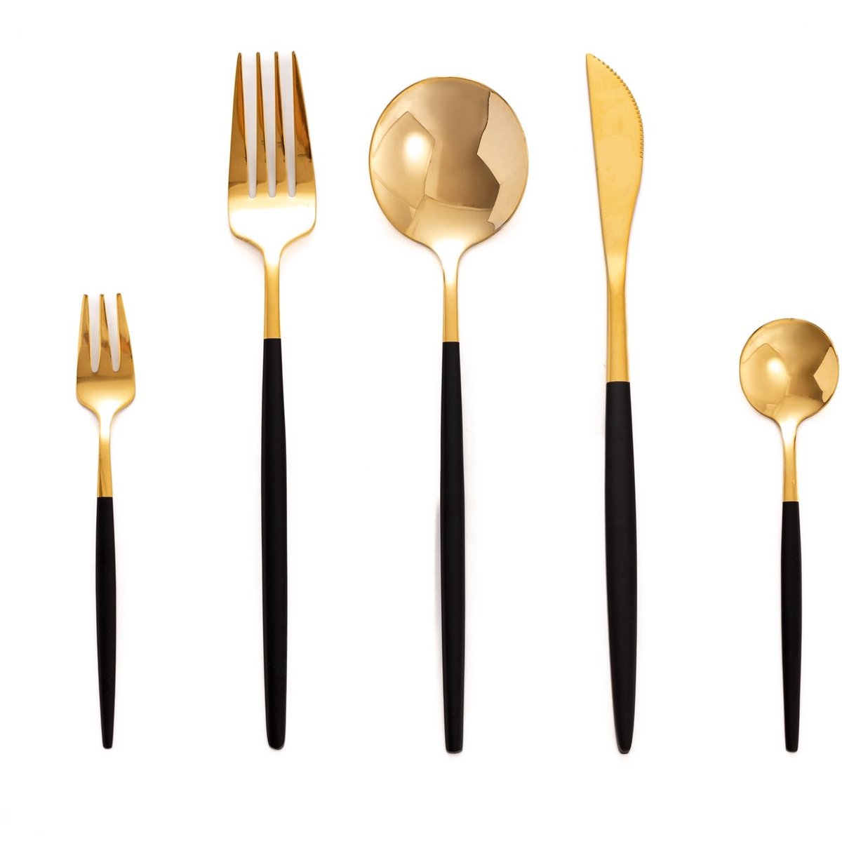 Omgoods - 60-Delige Bestekset in Zwart en Goud voor 12 Personen