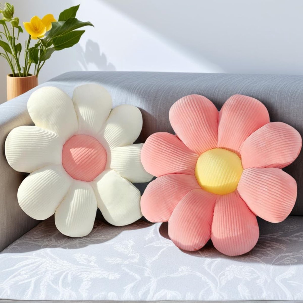 Omgoods - Luxe Bloem Kussen 38 cm voor Zitcomfort en Decoratie