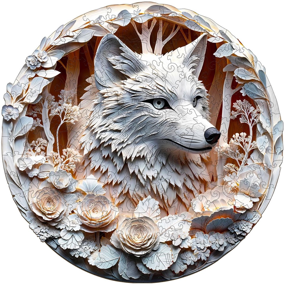 Omgoods - Houten Puzzel voor Volwassenen en Kinderen, Unieke 3D Wolf Puzzel (200 Stukjes)