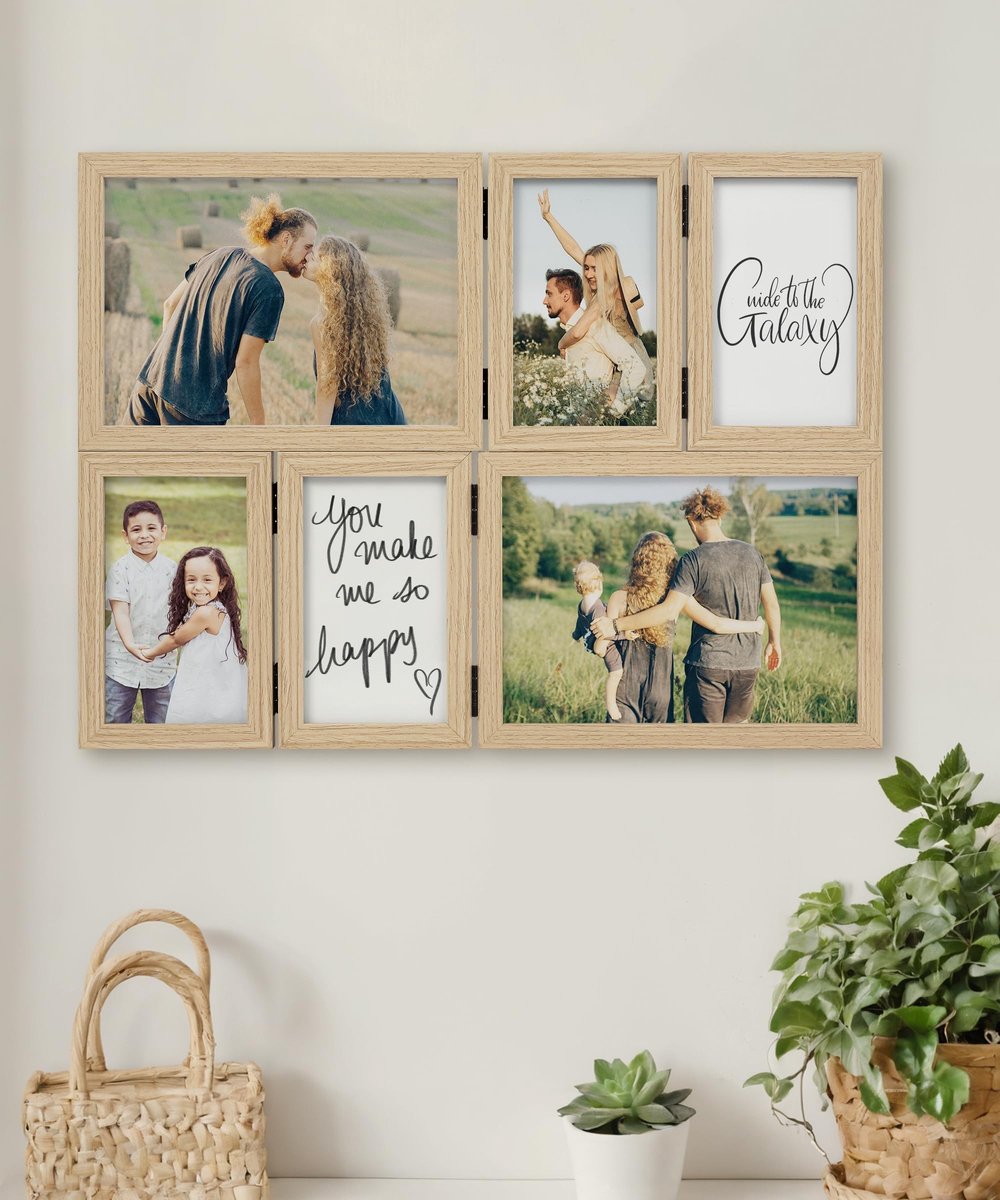 Omgoods- Fotolijsten Set van 6 - Houten Fotolijsten 13x18 cm - 2-delige Set 8x13 cm - Decoratieve Lijsten - Wanddecoratie - Perfect voor Foto's - Lijst