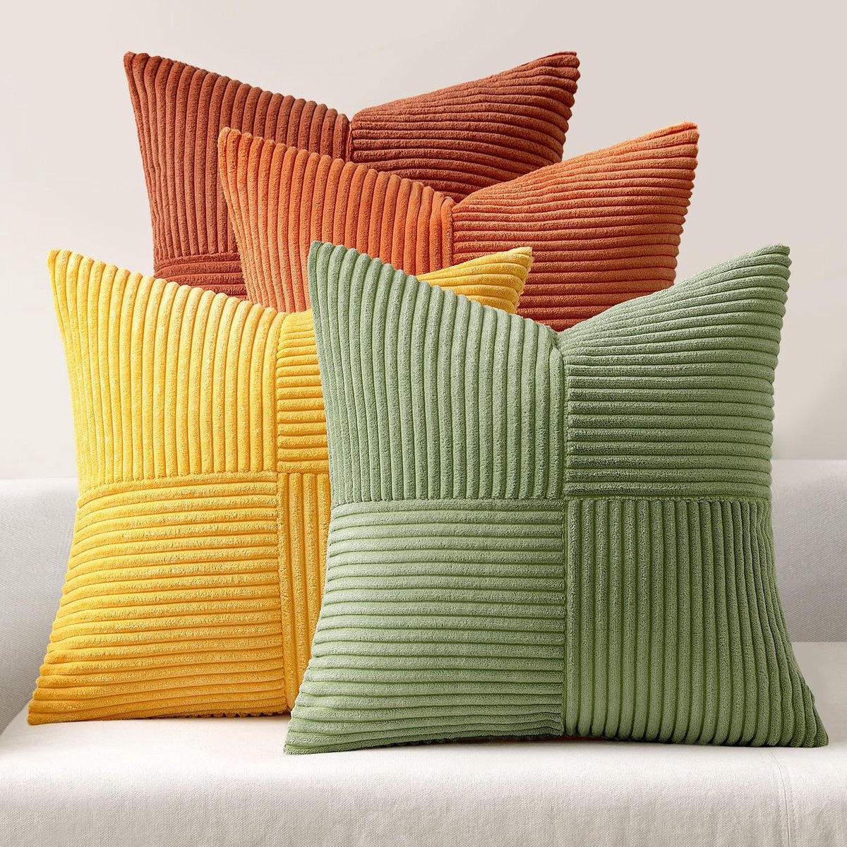 Omgoods - Set van 4 Corduroy Kussenhoezen - Moderne Decoratieve Kussens
