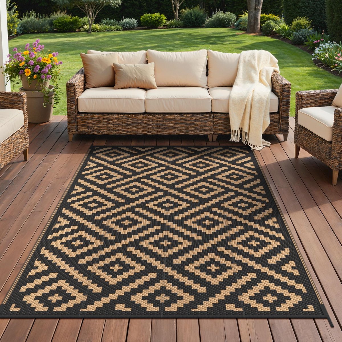Omgoods - Waterdicht Reversible Tuinvloerkleed voor Buiten