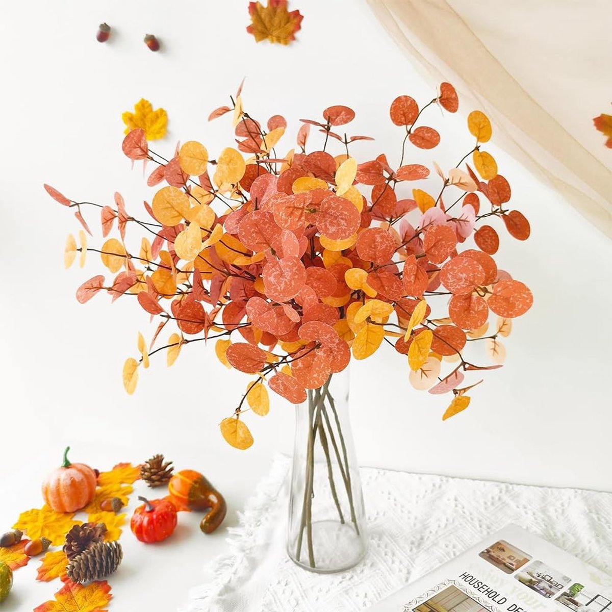 Omgoods - Kunstmatige Eucalyptustakken, 6 Stuks voor Herfstdecoratie, 60 cm