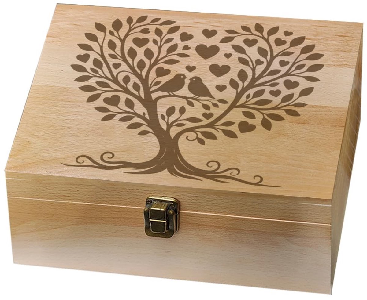 Omgoods - Houten Herinneringsdoos in Hartvorm - Decoratieve Doos voor Foto's en Sieraden