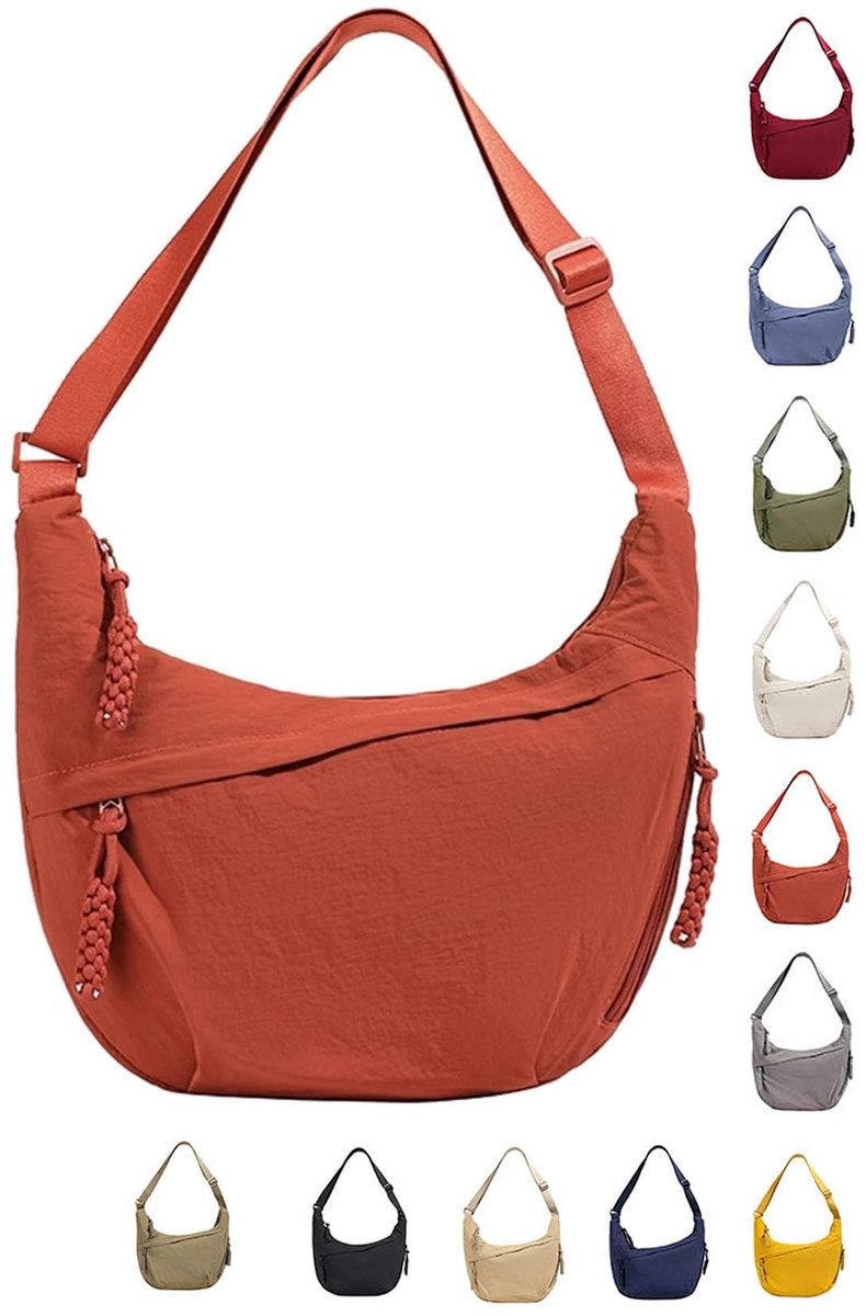 Omgoods - Half Moon Schoudertas van Nylon met Verstelbare Schouderriem