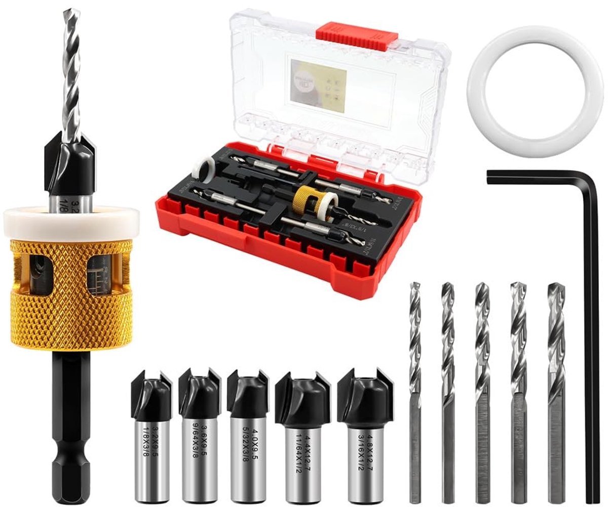 Omgoods - Countersink Boor Set met Diepte Stop en Carbid Punt