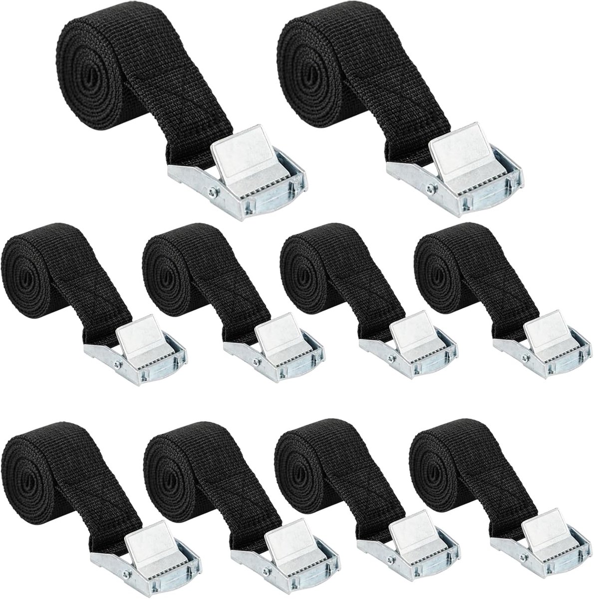 SnelShoppen - Pack van 10 Klemstraps 25 mm x 1 m, Verstelbare Spanbanden met Klem voor Bevestiging van Fietsen, Trolleys, Motorfietsen en Bagage (Zwar