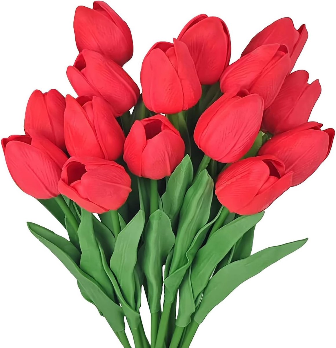 SnelShoppen - 15 Stuks Kunstmatige Tulpen PU Real Touch Latex 34cm - Rode Kunstbloemen voor Bruiloft, Thuis, Feestdecoratie en DIY Decoratie