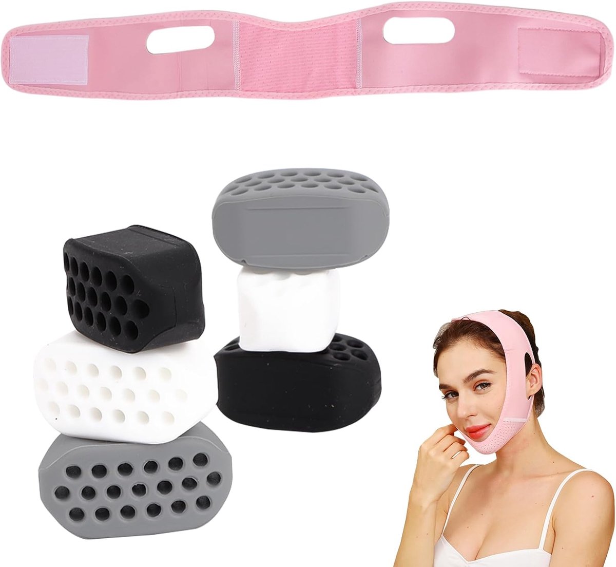 V-line masker en kaaktrainer set - 6 kaakvormers - 3 weerstandsniveaus - voor een gedefinieerde kaaklijn - ShopVlot