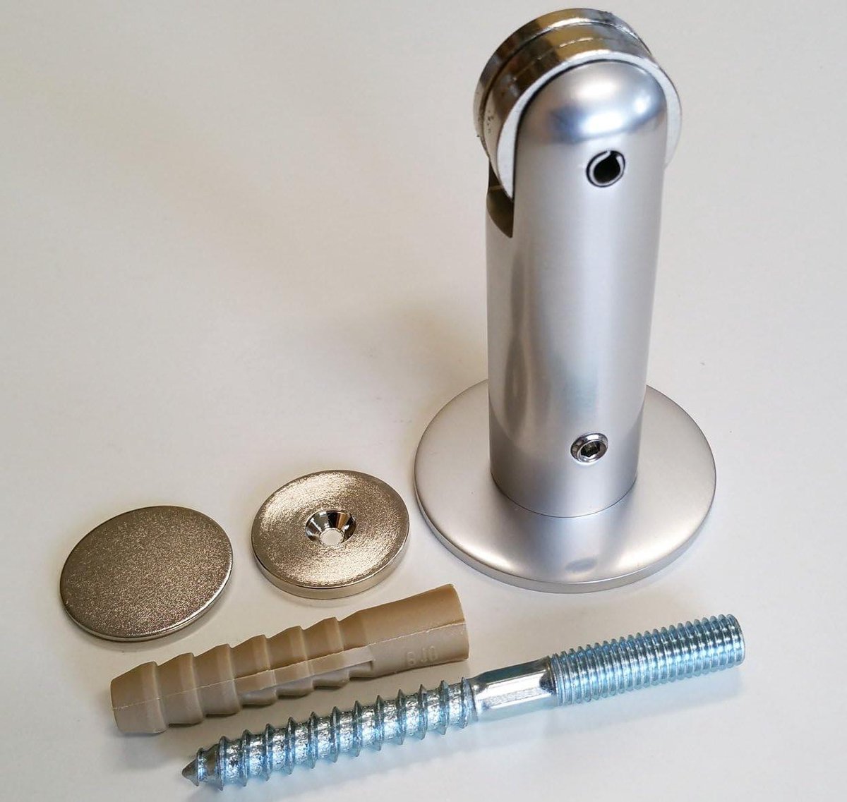 Deurvastzetter Deurstopper - Magneetslot Muurstopper - Deur Opvang - Magneetkracht 7kg - ca. 25mm diameter - Zilver