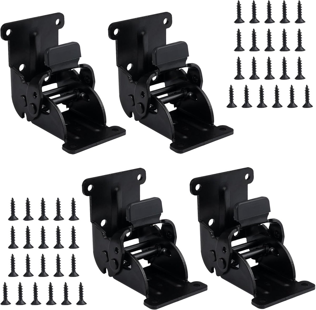 SnelShoppen - 4 Stuks Zelfvergrendelende Vouwscharnieren 0-180 Graden Draagvermogen 220kg RVS 2.6 * 2.1 * 2.4 Inch met 32 Schroeven Vouwbare Pootschar