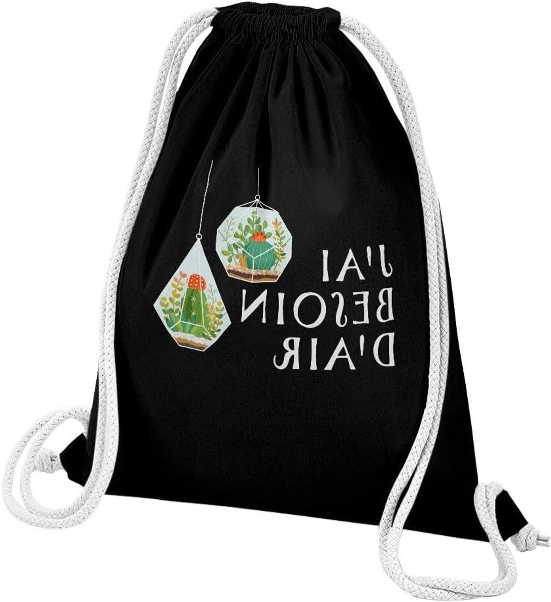 Gymtas Katoen - Sporttas Trekkoord - Sportschool Bezoek - 100% Katoen - 12 liter - Zwart