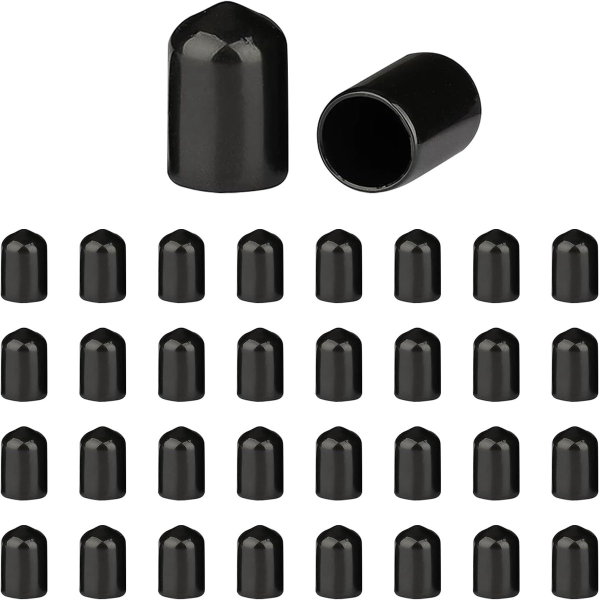 SnelShoppen - 200 Stuks Rubber Einddoppen - Zwarte Schroefdoppen, Beschermers voor Schroeven, Haken, Kabels, 11mm Binnen Diameter, 22.5mm Diepte