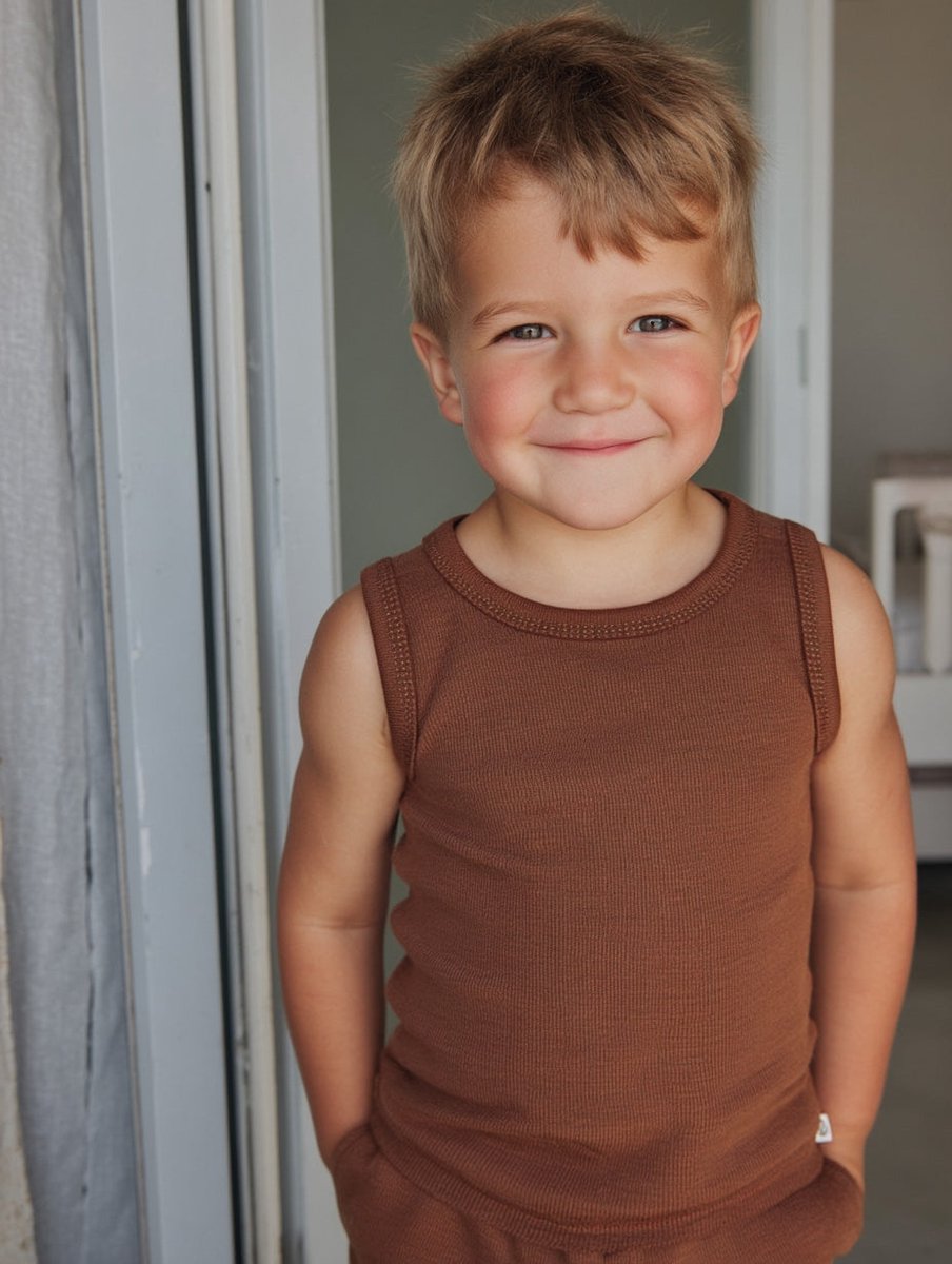 Wollen Kinderhemd - Merinowol - Cinnamon 128